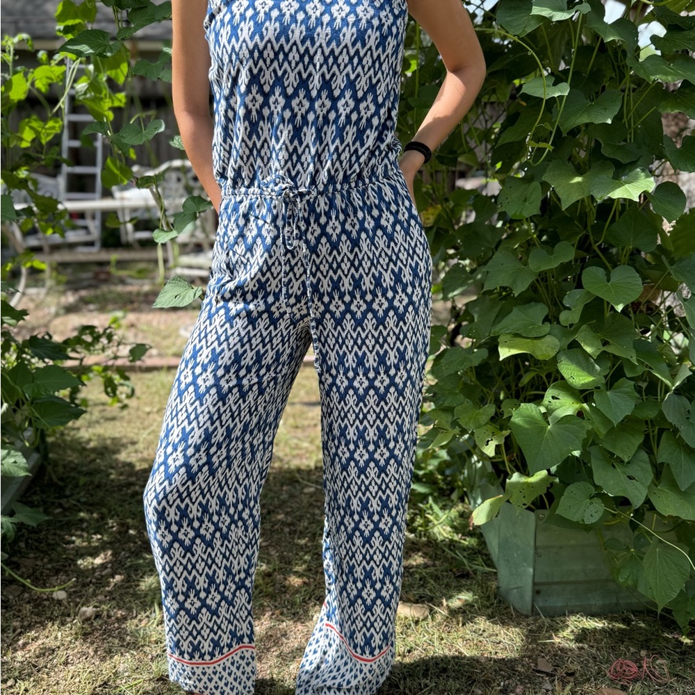 Abercrombie & Fitch Blue and White Patterned Jumpsuit